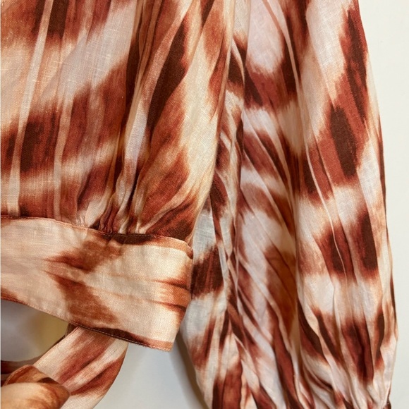 Banana Republic Linen Puff Sleeve StripeDyed Wrap Top - Picture 4 of 9